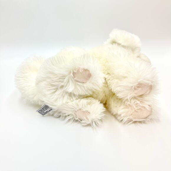 Aurora World White Fluffy Dog Plush Sitting Freckles Pink Tongue Purple Ribbon - Picture 9 of 10